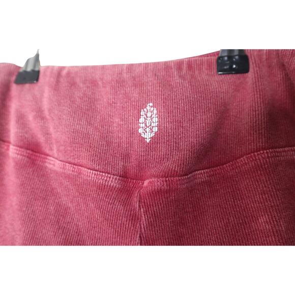 Free People Movement Ribbed Flare Leggings Mineral Wash Pink Small Lounge - Picture 9 of 14